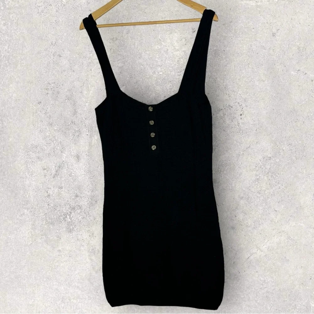 Free People Button Back Square‎ Neck Mini Dress Center Of Attention Size Large - Picture 5 of 14